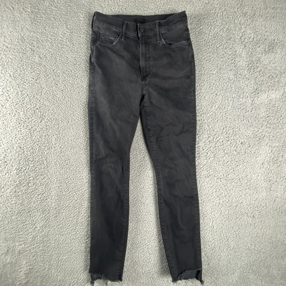 Mother Jeans Womens 25 Black Stunner Zip Ankle Step Fray Dark Wash Not Guilty